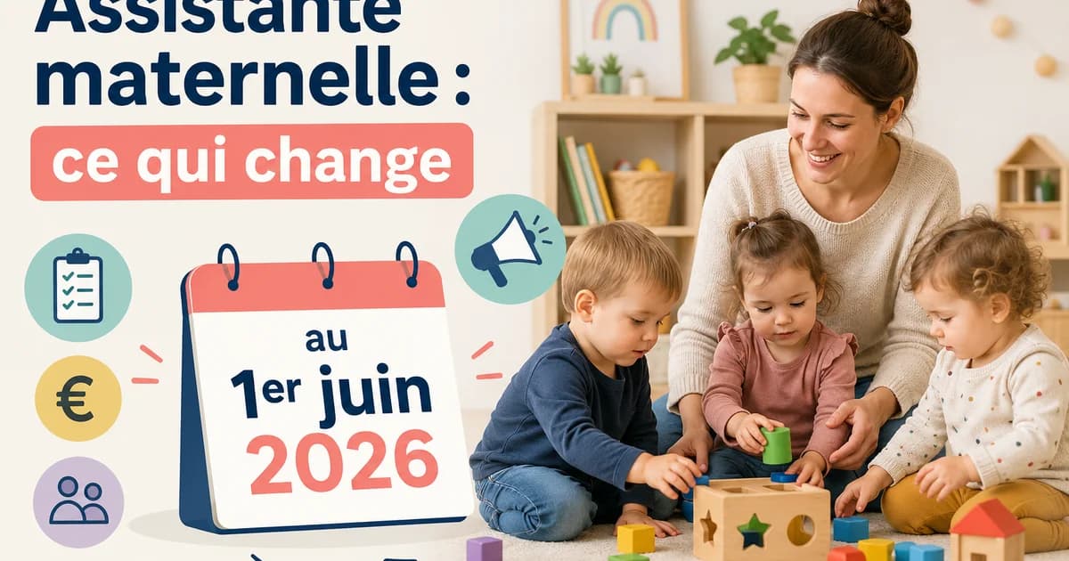 Assistante maternelle consultant son bulletin de salaire à la lumière du matin, juin 2026