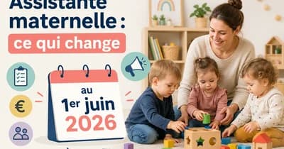 Assistante maternelle consultant son bulletin de salaire à la lumière du matin, juin 2026