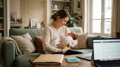 Parent saisissant une déclaration Pajemploi distincte pour chaque enfant sur un ordinateur portable