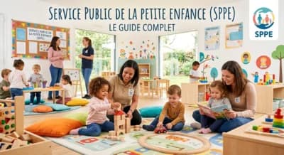 Agent municipal petite enfance consultant le schéma pluriannuel d'accueil du jeune enfant en mairie